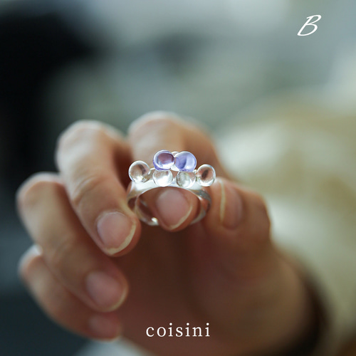 クリアリング ガラス指輪 オープン式デザイン アクセサリー