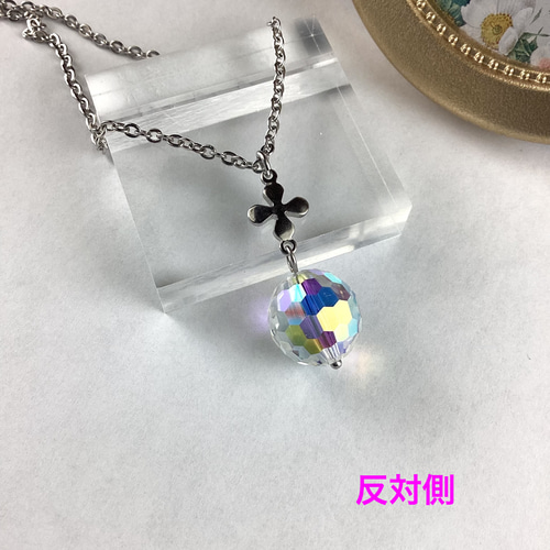 スワロフスキーロングネックレス　パールとクリスタルミラーボール スワロフスキーロングネックレスパールとクリスタルミラーボール