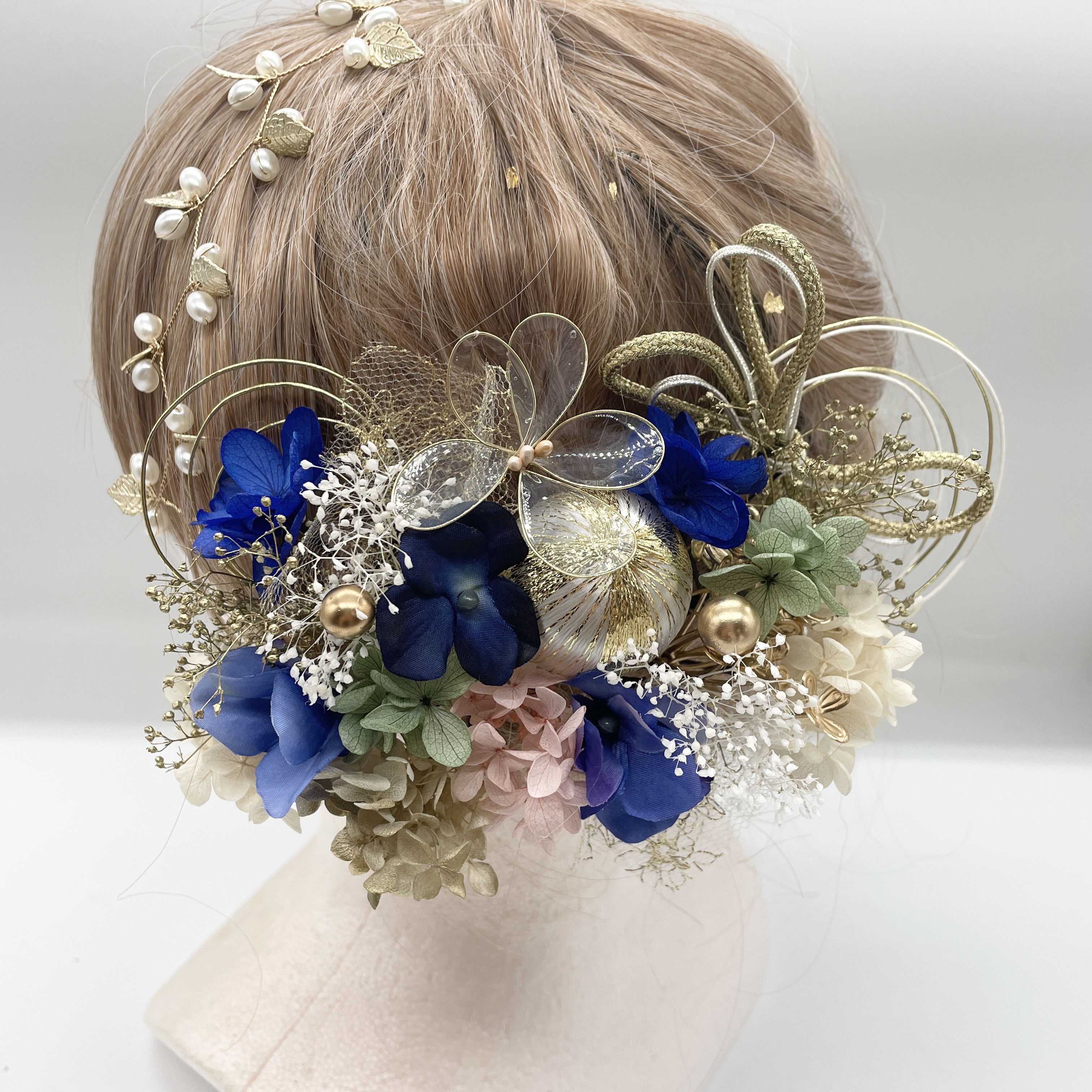 和装髪飾り　ヘッドドレス　水引×紐×カチューシャ