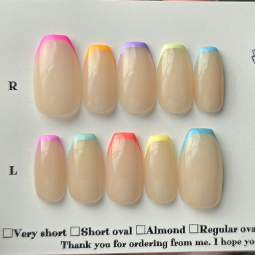 ネイルチップ　ニュアンスネイル　フレンチネイル　ワンカラー　ベージュ　上品 フレンチネイル ベージュ×パステル×カラフル うるうる 上品