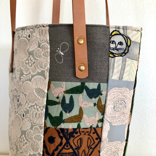 一点物 送料無料 ミナペルホネン バケツ型トートバッグ ハンドメイド