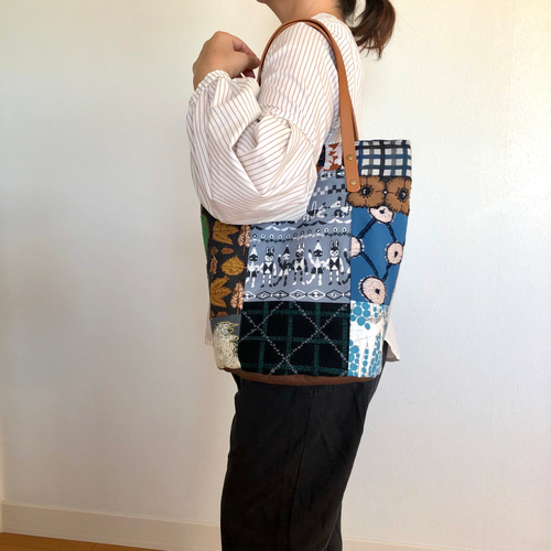 ミナペルホネンハンドメイドバケツトートバッグ 一点物 送料無料 ミナペルホネン バケツ型トートバッグ ハンドメイド