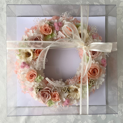 ローズガーデンリース✤ピンク&ワインカラー✤プリザーブドフラワー