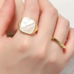 天然石　ゴールドリング 12号 総重量2.41g 福袋◇残1ゴールド】14号◇シグネットリング2点セット◇Silver925