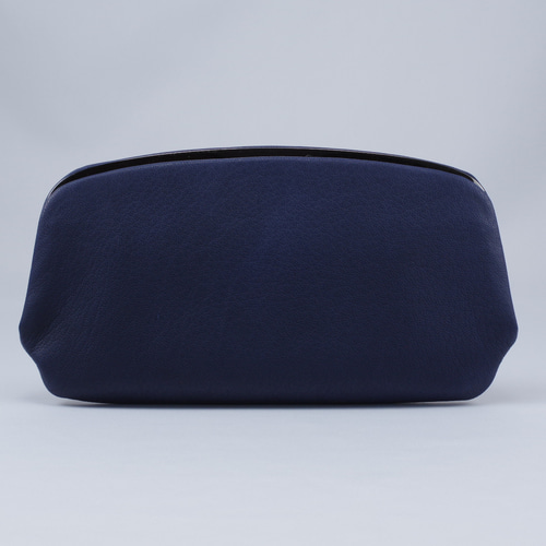 手触りが心地よい-鹿革天溝がま口長財布#ネイビー 長財布 MAKERS-KP