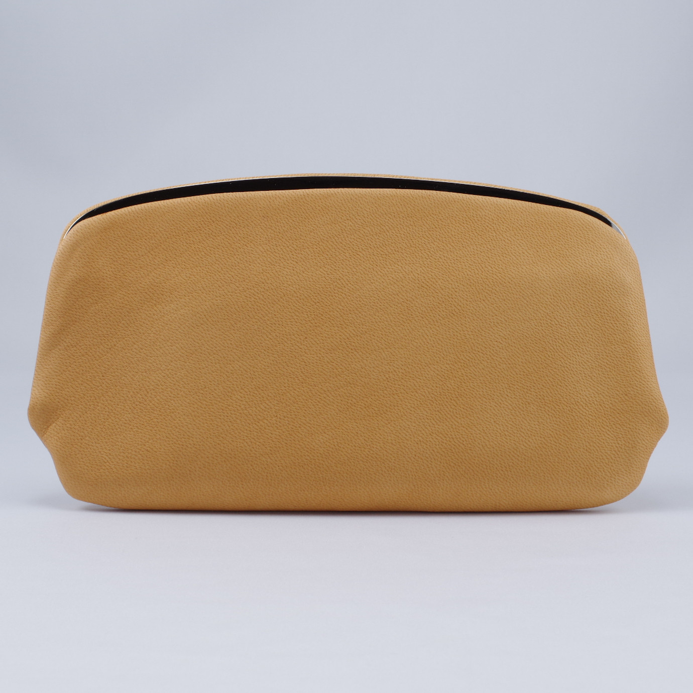 手触りが心地よい-鹿革天溝がま口長財布#キャメル