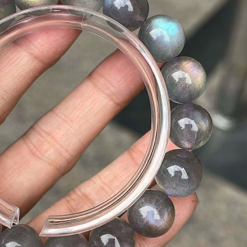 11.8mm 天然無処理 紫色 ラブラドライト ブレスレット
