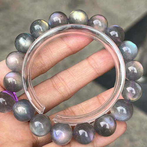11.8mm 天然無処理 紫色 ラブラドライト ブレスレット 11.8mm 天然無処理 紫色 ラブラドライト ブレスレット