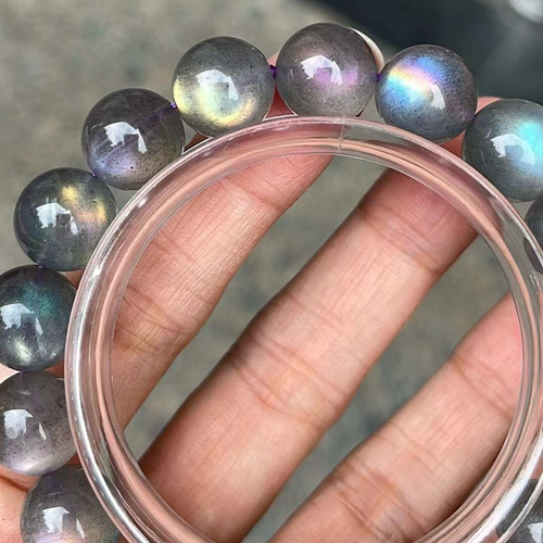 11.8mm 天然無処理 紫色 ラブラドライト ブレスレット 11.8mm 天然無処理 紫色 ラブラドライト ブレスレット