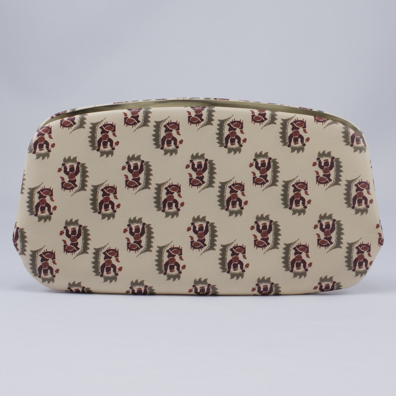 更紗模様-天溝がま口長財布#えんじ色