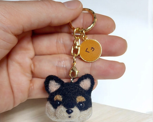 柴犬　羊毛　羊毛フェルト　ハンドメイド　黒柴　キーホルダー ed974150e5f7be069e16ea0caf0f70