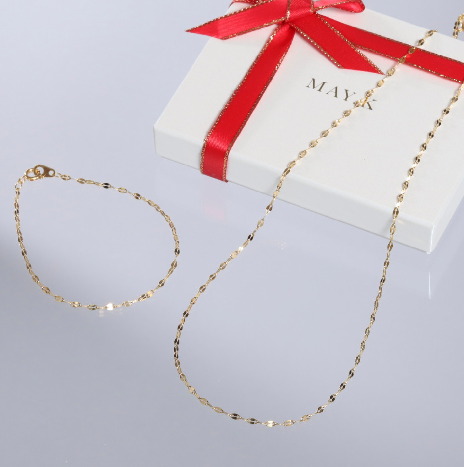 【福袋】ペタルチェーンネックレス50cm&ブレスレット《ゴールド》【サージカルステンレス】MAY.K