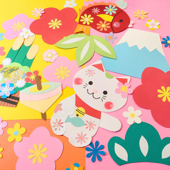 ラミネート済 正月 新年 画用紙 壁面 アルバム 飾り 午年 2026