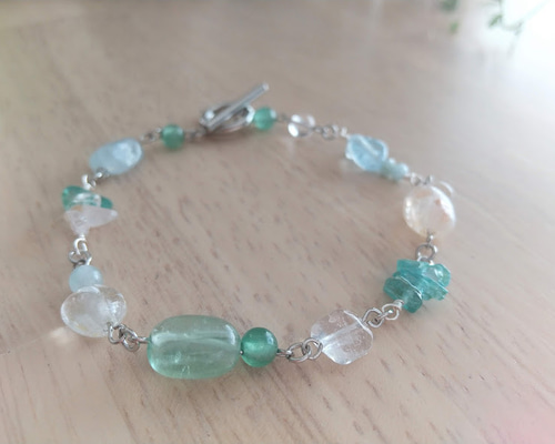 アクアマリン ブレスレット 天然石 ブルーグリーン アクアマリン ブレスレット 腕輪 ブレス Bracelet アクア aqua