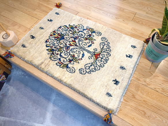 【夏のキャンペーン】ペルシャ　ギャッベ 玄関　88×60 茜色　生命の木 夏のキャンペーン】ペルシャ ギャッベ 玄関 88×60 茜色 生命の木