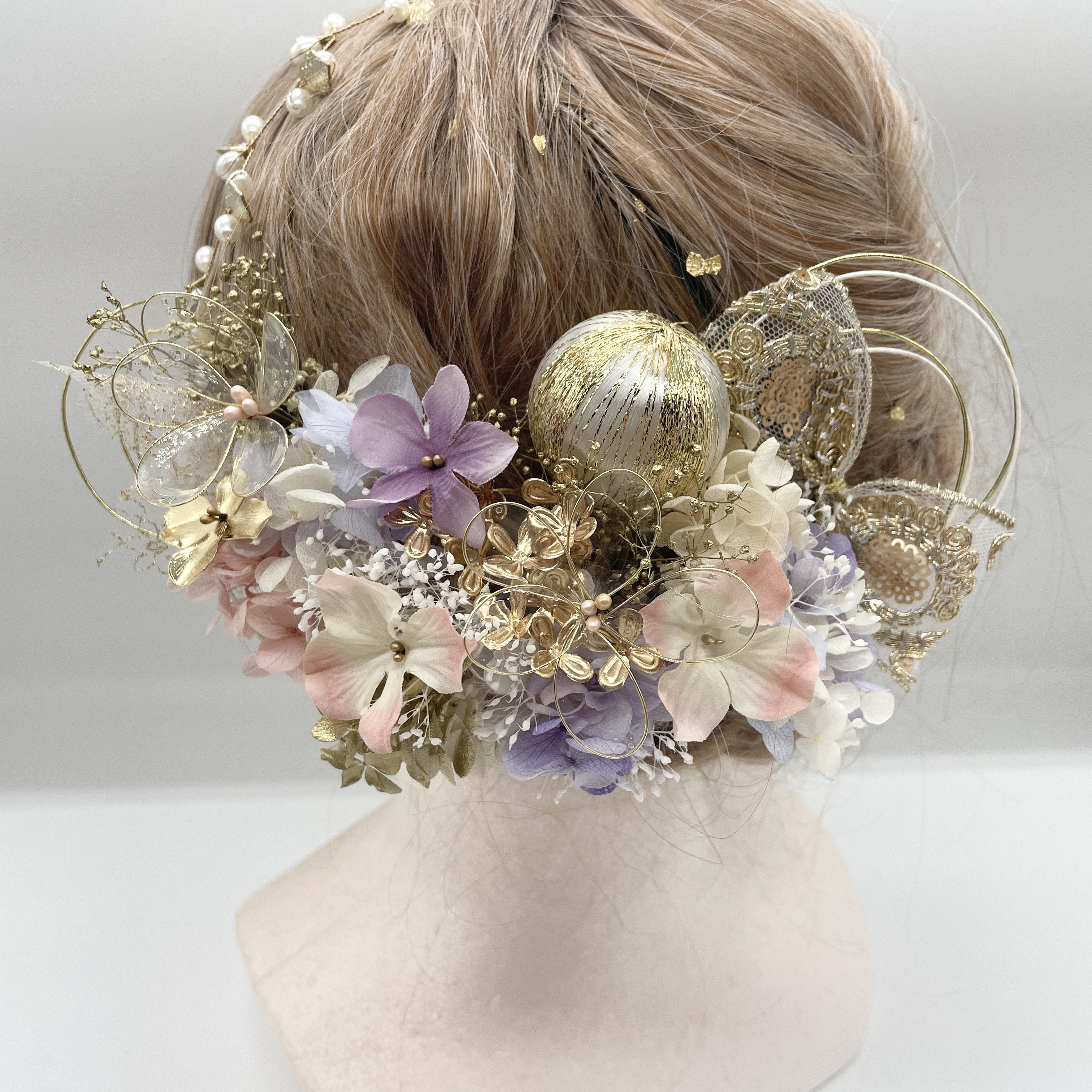 和装髪飾り　ヘッドドレス　水引×紐×カチューシャ