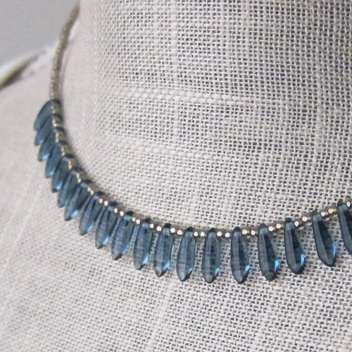 ネイビーブルー ビーズ ネックレス 紺色 藍 ネイビー ブルー #navy