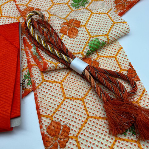 正絹帯締め　正絹帯揚げ　パール付き重ね衿　金糸刺繍半衿　豪華お飾り　振袖小物 振袖用 正絹 帯揚げ 帯締め 重ね衿 3点セット 【6)赤 紫 えんじ