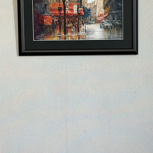 水彩アート「雨のパリ Ⅰ」1点物、手書き真筆。送料無料。 絵画