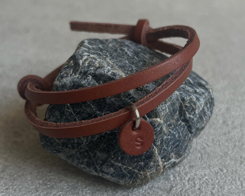 長さ調節可能！刻印無料 メンズ 本革 レザーブレスレット