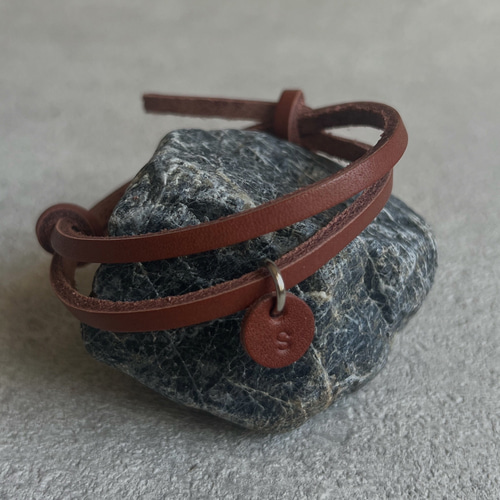 長さ調節可能！刻印無料 メンズ 本革 レザーブレスレット