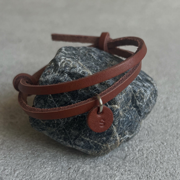 長さ調節可能！刻印無料 メンズ 本革 レザーブレスレット