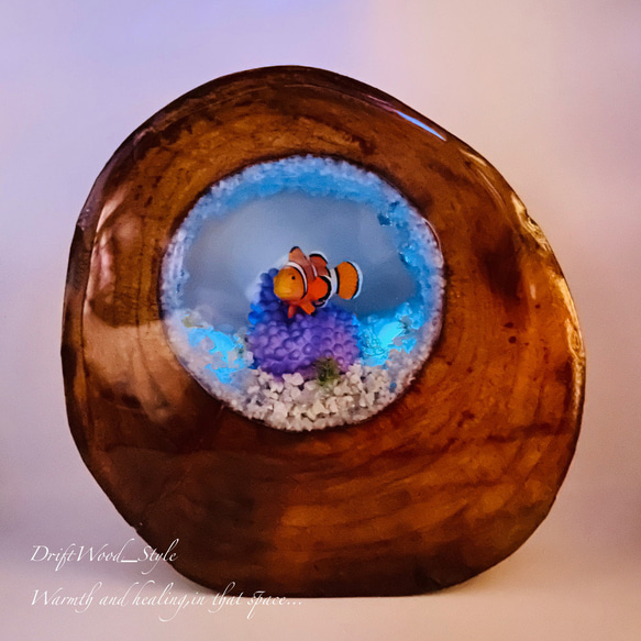 海の世界を閉じ込めた流木アート カクレクマノミ 水中ジオラマ 流木 レジン テラリウム アクアリウム インテリア N10 2枚目の画像