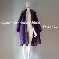 エレガントで洗練された雰囲気☆優雅なフード付モーブミンクコート