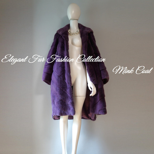 エレガントで洗練された雰囲気☆優雅なフード付モーブミンクコート