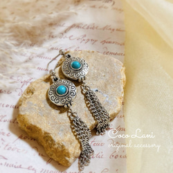 ケミカルレース タッセル チェコビーズ ✿ フリンジ ピアス イヤリング