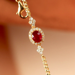 天然ダイヤモンド付きルビーブレスレットk18 ブレスレット パール