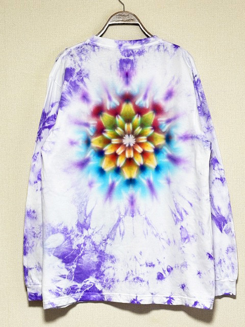 タイダイ 長袖Tシャツ Lサイズ 曼荼羅 パープル ムラ染め HD22-39
