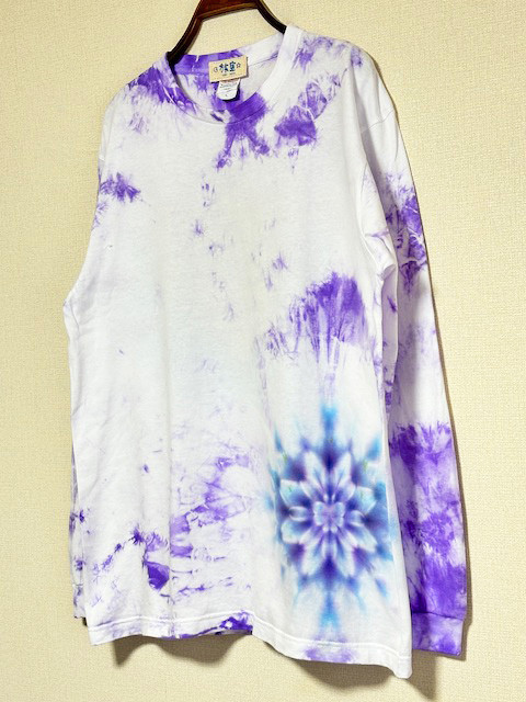 タイダイ 長袖Tシャツ Lサイズ 曼荼羅 パープル ムラ染め HD22-39