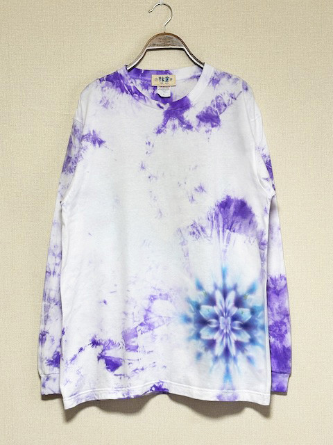 タイダイ 長袖Tシャツ Lサイズ 曼荼羅 パープル ムラ染め HD22-39
