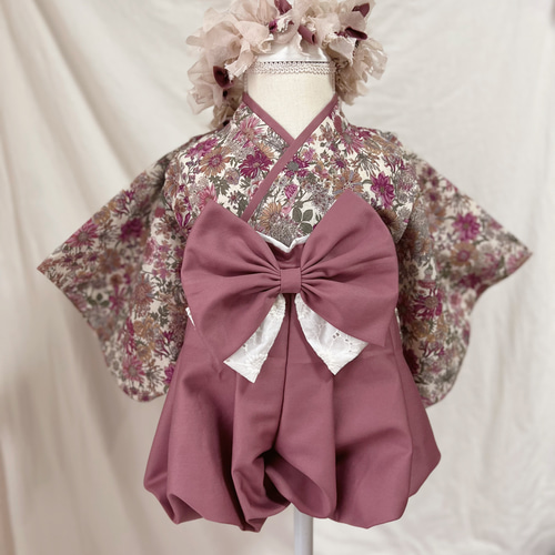 new ベビー袴 アンティークフラワー✖️プラム ベビー服