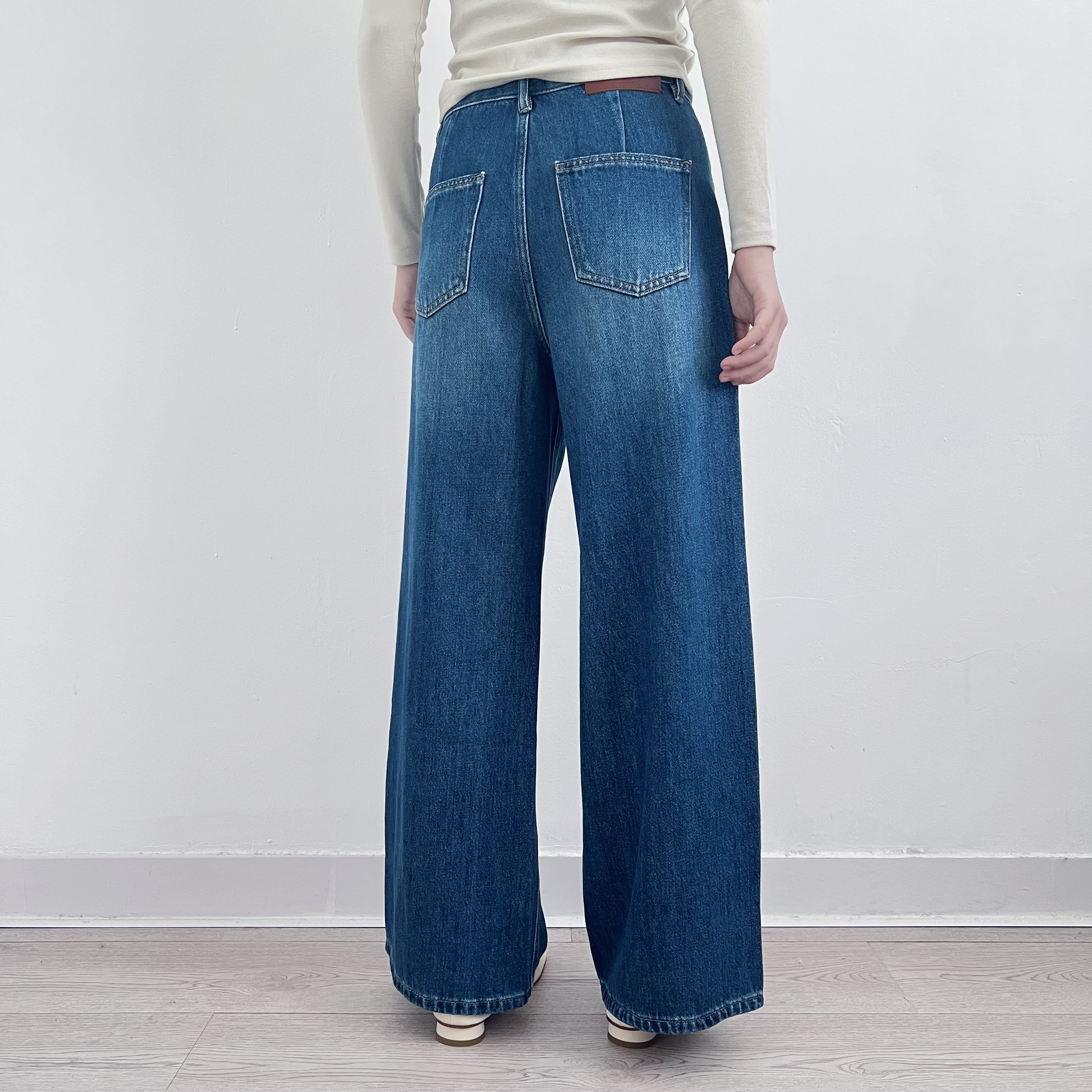 【柔らかい★デニムワイドパンツ★色褪せしにくい】肌触り抜群│通勤│レトロ│ソフトデニム│定番アイテム│B-47ZLD