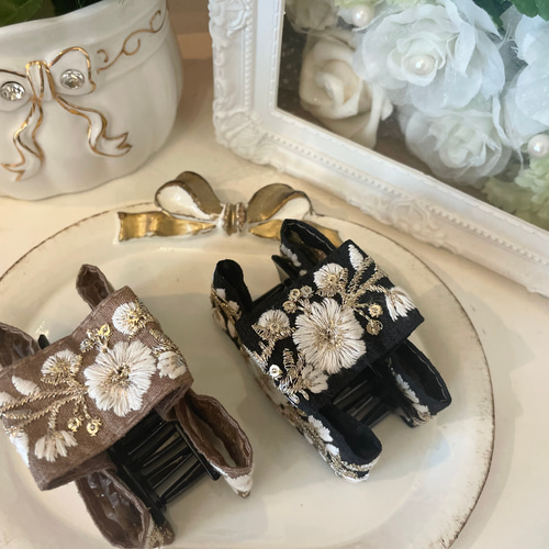 ✨ インド刺繍リボン バンスクリップ ✨ ヘアクリップ・バナナクリップ