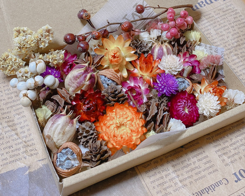 花材セット　花材詰め合わせ　プリザーブドフラワー　ドライフラワー　木の実セット 花材セット 花材詰め合わせ プリザーブドフラワー ドライ