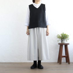 可調長度！春季舒適厚棉寬褲（米白/藍灰色）PT02 第5張的照片