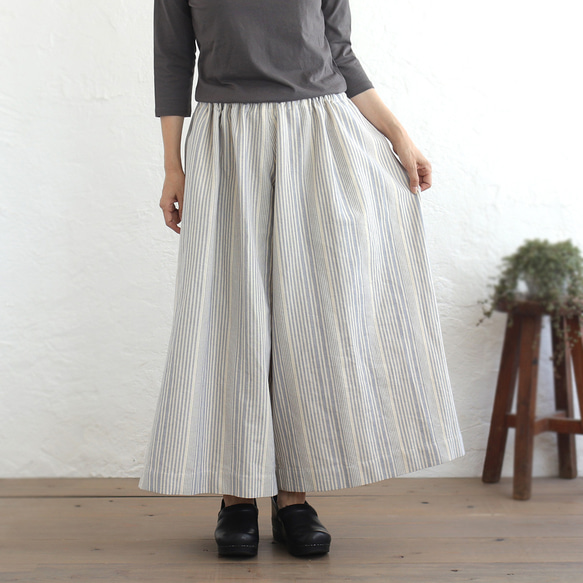 可調長度！春季舒適厚棉寬褲（米白/藍灰色）PT02 第12張的照片