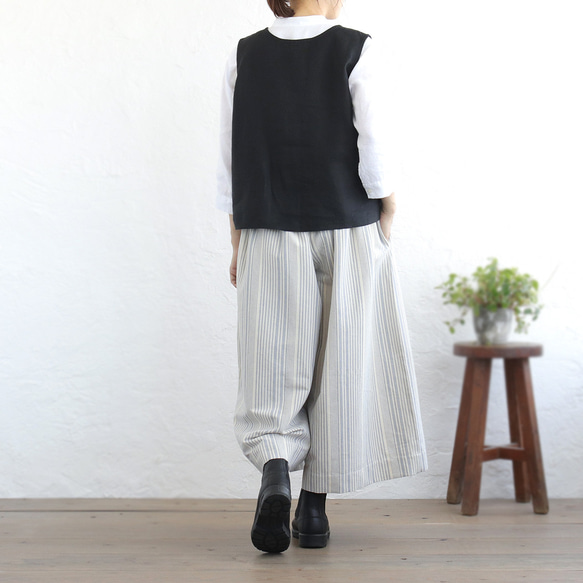 可調長度！春季舒適厚棉寬褲（米白/藍灰色）PT02 第7張的照片