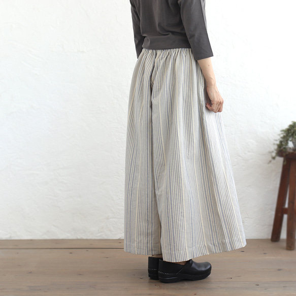 可調長度！春季舒適厚棉寬褲（米白/藍灰色）PT02 第13張的照片