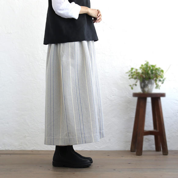 可調長度！春季舒適厚棉寬褲（米白/藍灰色）PT02 第3張的照片