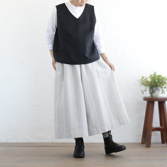 可調長度！春季舒適厚棉寬褲（米白/藍灰色）PT02 第6張的照片