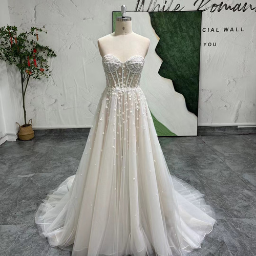 お買い得！お花飾り 短いトレーン ファスナー サイズオーダー可能 袖  