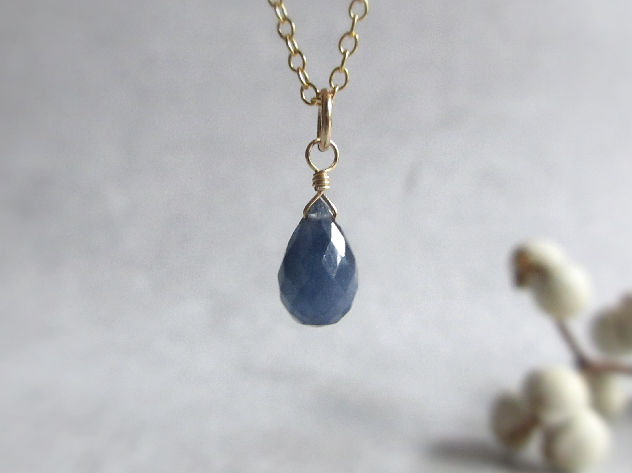 【9月の誕生石】7.5mm非加熱「ブルーサファイア」14kgfネックレス【数量限定】