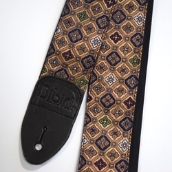 和柄ギターストラップ 扇面/赤-黒 京都西陣織 金襴生地 tiny