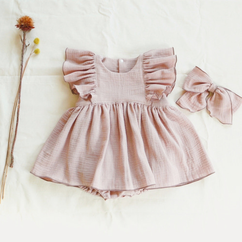 FRILLガーゼロンパース PUPPAPUPO ベビー服 ロンパース 2way カバーオール ダブルガーゼ