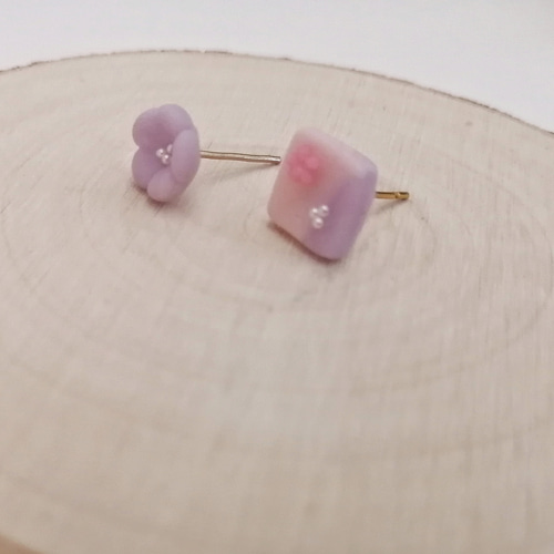 樹脂粘土 優しげ お花 ピアス イヤリング ポリマークレイ 1粒 ピアス
