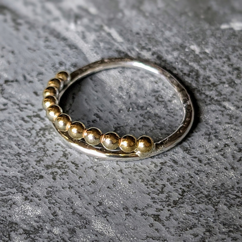 SV925 バイカラーボールデザインダブルリング 大人の